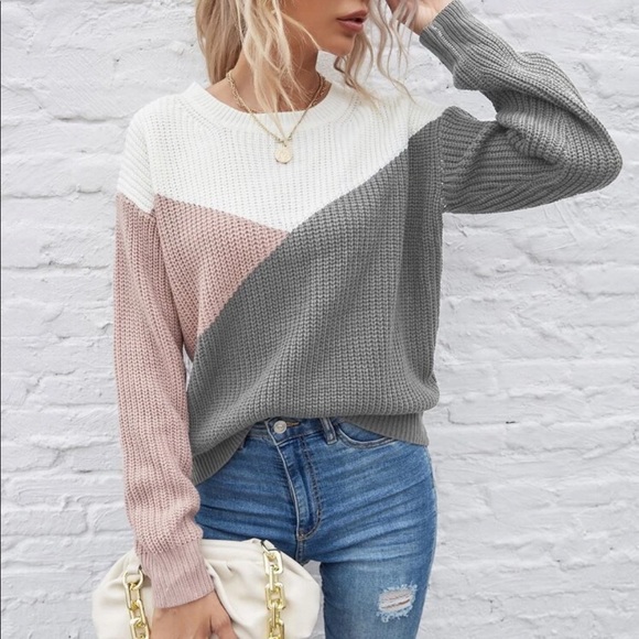 Rust charcoal color block knit sweater - Picture 7 of 7